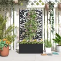 Outsunny Hochbeet Pflanzkasten mit Sichtschutz Pflanzkübel Blumenkasten Metall, Gartenspalier 61 x 23 x 113cm für Garten Balkon Terrasse, Blumenkübel für Kletterpflanzen Korbpflanzen, Blumen - Thumbnail 8