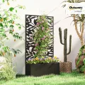 Outsunny Hochbeet Pflanzkasten mit Sichtschutz Pflanzkübel Blumenkasten Metall, Gartenspalier 61 x 23 x 113cm für Garten Balkon Terrasse, Blumenkübel für Kletterpflanzen Korbpflanzen, Blumen - Thumbnail 2