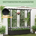 Hochbeet mit Rankgitter und Hängedach, wetterfester Metall-Pflanzkasten mit 4 Rollen und 2 seitlichen Rankgittern für Kletterpflanzen, mobiler Sichtschutz für Terrasse, Balkon und Garten - Thumbnail 2