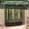 Hochbeet mit Rankgitter und Hängedach, wetterfester Metall-Pflanzkasten mit 4 Rollen und 2 seitlichen Rankgittern für Kletterpflanzen, mobiler Sichtschutz für Terrasse, Balkon und Garten - Thumbnail 6