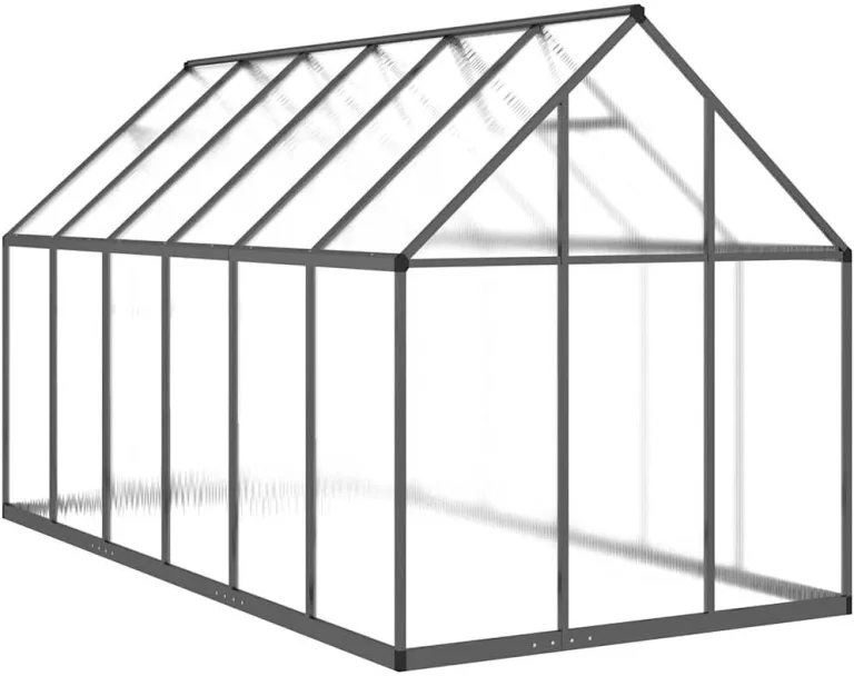 Gewächshaus mit Fundamentrahmen Anthrazit 334x169x195 cm Alu Gartengewächshäuser, Tomatenhaus Treibhaus für Garten, Aufzucht, Terrasse, Außende – Bild 6