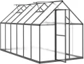 Gewächshaus mit Fundamentrahmen Anthrazit 334x169x195 cm Alu Gartengewächshäuser, Tomatenhaus Treibhaus für Garten, Aufzucht, Terrasse, Außende - Thumbnail 7