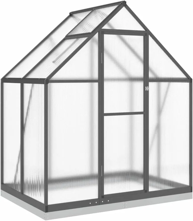 Gewächshaus mit Fundamentrahmen Anthrazit 169x114x202 cm Alu Gartengewächshäuser, Tomatenhaus Treibhaus für Garten, Aufzucht, Terrasse, Außende – Bild 2