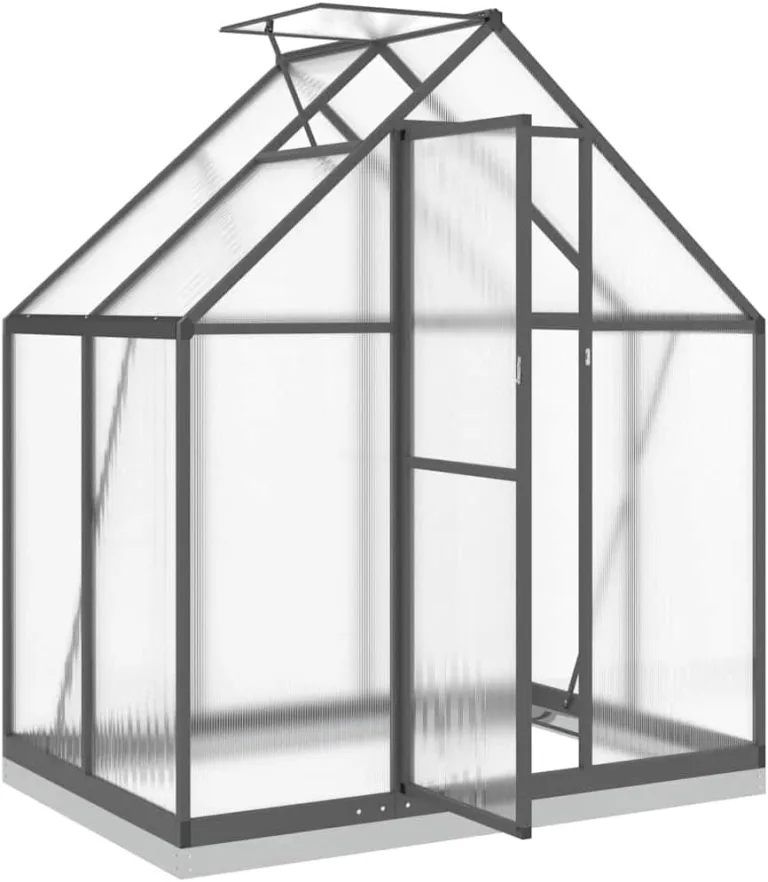Gewächshaus mit Fundamentrahmen Anthrazit 169x114x202 cm Alu Gartengewächshäuser, Tomatenhaus Treibhaus für Garten, Aufzucht, Terrasse, Außende – Bild 6