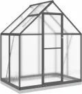 Gewächshaus mit Fundamentrahmen Anthrazit 169x114x202 cm Alu Gartengewächshäuser, Tomatenhaus Treibhaus für Garten, Aufzucht, Terrasse, Außende - Thumbnail 2