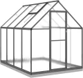 Gewächshaus mit Fundamentrahmen Anthrazit 224x169x202 cm Alu Gartengewächshäuser, Tomatenhaus Treibhaus für Garten, Aufzucht, Terrasse, Außende - Thumbnail 2