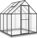 Gewächshaus mit Fundamentrahmen Anthrazit 169x169x202 cm Alu Gartengewächshäuser, Tomatenhaus Treibhaus für Garten, Aufzucht, Terrasse, Außende - Thumbnail 2