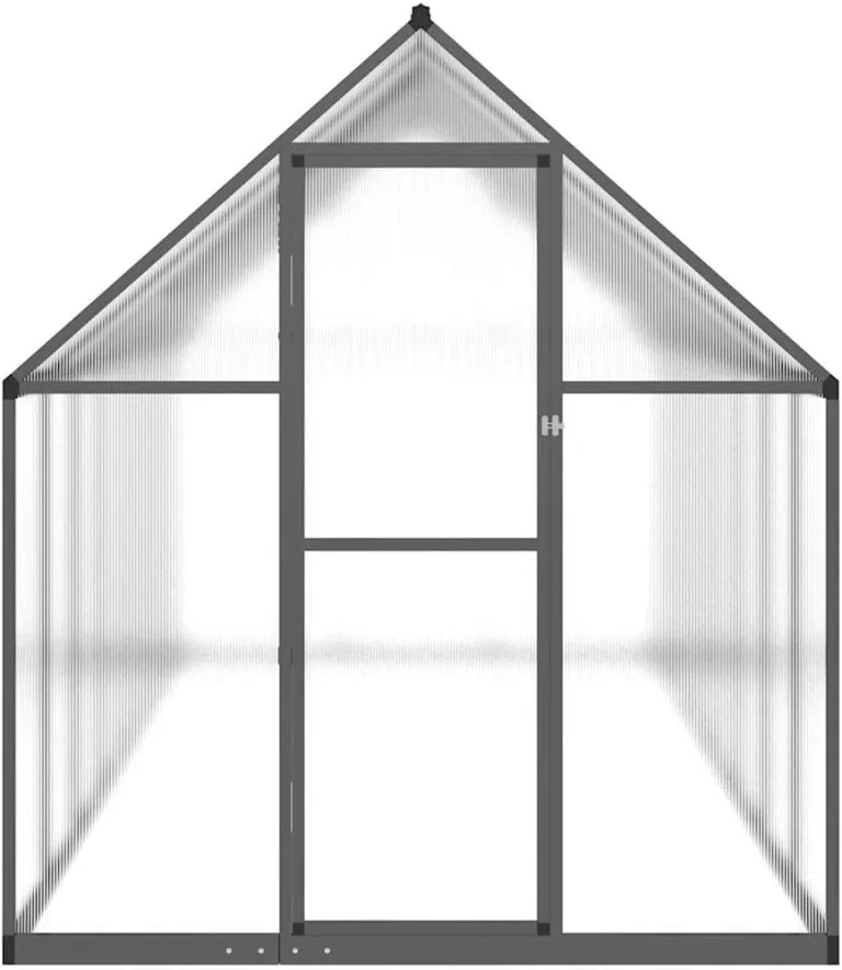 Gewächshaus mit Fundamentrahmen Anthrazit 445x169x195 cm Alu Gartengewächshäuser, Tomatenhaus Treibhaus für Garten, Aufzucht, Terrasse, Außende – Bild 4