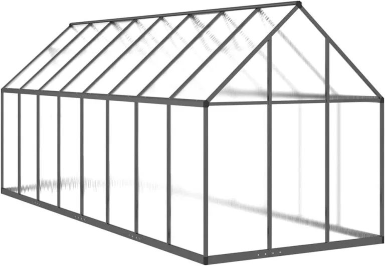 Gewächshaus mit Fundamentrahmen Anthrazit 445x169x195 cm Alu Gartengewächshäuser, Tomatenhaus Treibhaus für Garten, Aufzucht, Terrasse, Außende – Bild 6