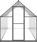 Gewächshaus mit Fundamentrahmen Anthrazit 445x169x195 cm Alu Gartengewächshäuser, Tomatenhaus Treibhaus für Garten, Aufzucht, Terrasse, Außende - Thumbnail 4