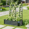 Hochbeet mit Rankgitter, Metall-Pflanzkasten mit Rankgitter, robuster Pflanzkasten für Kletterpflanzen, Gemüse, Tomaten & Blumen,als Sichtschutz für Balkon & Terrasse,121 x 61 x 151 cm,Schwarz - Thumbnail 4