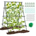 COSTWAY Gurke Rankhilfe Set, A-förmig, Rankgitter mit Gartennetz & Clips, Pflanzenhalter Metall, Pflanzenstütze für Kletterpflanzen Blumen Gemüse, Pflanzenspalier, 80 x 93 x 190 cm, Schwarz - Thumbnail 10