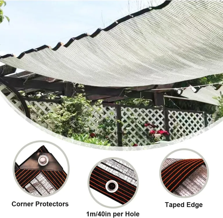 75 % Aluminium-Schattenstoff mit Ösen, Sonnenblock-Netz für Garten, Gewächshaus, Terrasse und Zwinger, reißfeste Netzplane, 4 x 19 m – Bild 3