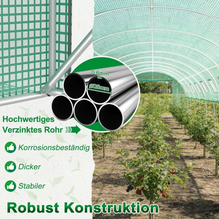 Gewächshaus Foliengewächshaus Tunnelgewächshaus Tomatenhaus 3x6x2 m, begehbares Gartengewächshaus, Folientunnel Gewächshaustunnel pflanztunnel Treibhaus mit Fenstern & Reißverschlusstüren – Bild 3