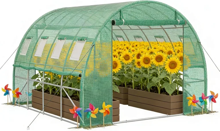 Gewächshaus 300x400x200cm Foliengewächshaus Winterfest Folientunnel UV-Schutz Tomatenhaus Pflanztunnel für Frucht Gemüse Blumen Pflanzenzelt mit Fenster Treibhaus inkl. Erdanker & Seilen – Bild 1