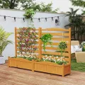 HOMASIS 2 Blumenkästen mit Gartenzaun, Holz Pflanzkasten mit Sichtschutz, Hochbeet mit Spalier & Abluflöchern, DIY modulare Pflanzkübel mit Gartenspalier für Garten Balkon Terrasse (2 Zäune) - Thumbnail 8