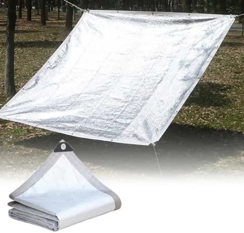 Reflektierendes Aluminium-Sonnenschutznetz für Autoabdeckungen, Gewächshäuser, Gärten, Balkone und Terrassendächer – Outdoor-Netz mit Ösen für maximalen UV-Schutz – Bild 1