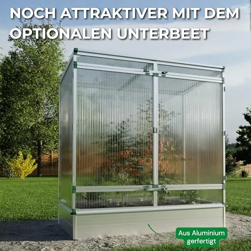 Beckmann Pflanzenhaus I 201 x 107 x 183 cm I Mini Gewächshaus aus Aluminium & 16mm Polycarbonat Stegdreifachplatten I winterfestes Tomatengewächshaus für Garten & Balkon I stabil und ohne Folie – Bild 9