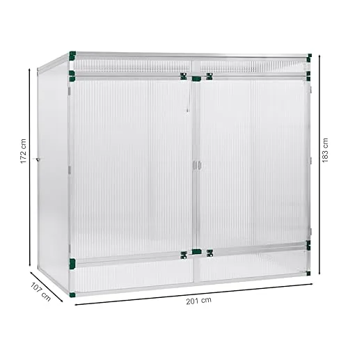 Beckmann Pflanzenhaus I 201 x 107 x 183 cm I Mini Gewächshaus aus Aluminium & 16mm Polycarbonat Stegdreifachplatten I winterfestes Tomatengewächshaus für Garten & Balkon I stabil und ohne Folie – Bild 10
