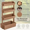 Yaheetech Vertikal Hochbeet mit 4 Etagen, 84,5×45×140,5 cm Pflanzbeet mit Entwässerungslöcher & Pflanzvlies, Tannenholz Wetterfest, Frühbeet Gartenbeet Kräutertreppe für Garten Balkon, Dunkelbraun - Thumbnail 4