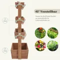 Yaheetech Vertikal Hochbeet mit 4 Etagen, 84,5×45×140,5 cm Pflanzbeet mit Entwässerungslöcher & Pflanzvlies, Tannenholz Wetterfest, Frühbeet Gartenbeet Kräutertreppe für Garten Balkon, Dunkelbraun - Thumbnail 5