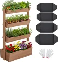 Yaheetech Vertikal Hochbeet mit 4 Etagen, 84,5×45×140,5 cm Pflanzbeet mit Entwässerungslöcher & Pflanzvlies, Tannenholz Wetterfest, Frühbeet Gartenbeet Kräutertreppe für Garten Balkon, Dunkelbraun - Thumbnail 2