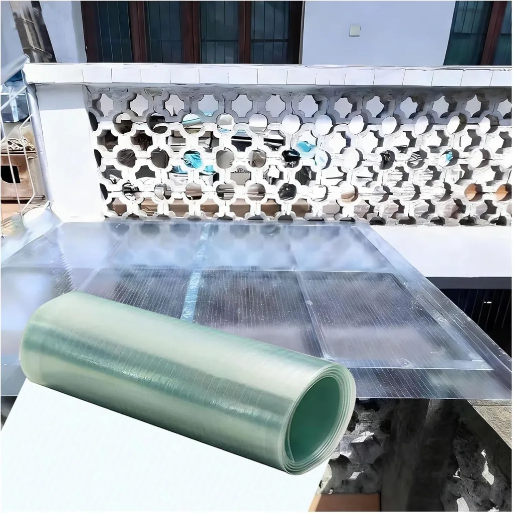 0.8mm Polycarbonatplatten Dachplatten Kunststoff Wetterfest Gewächshausplatten für Dächer, Wintergärten, Gewächshäuser, Schuppen und Markisen(0.5x20m)