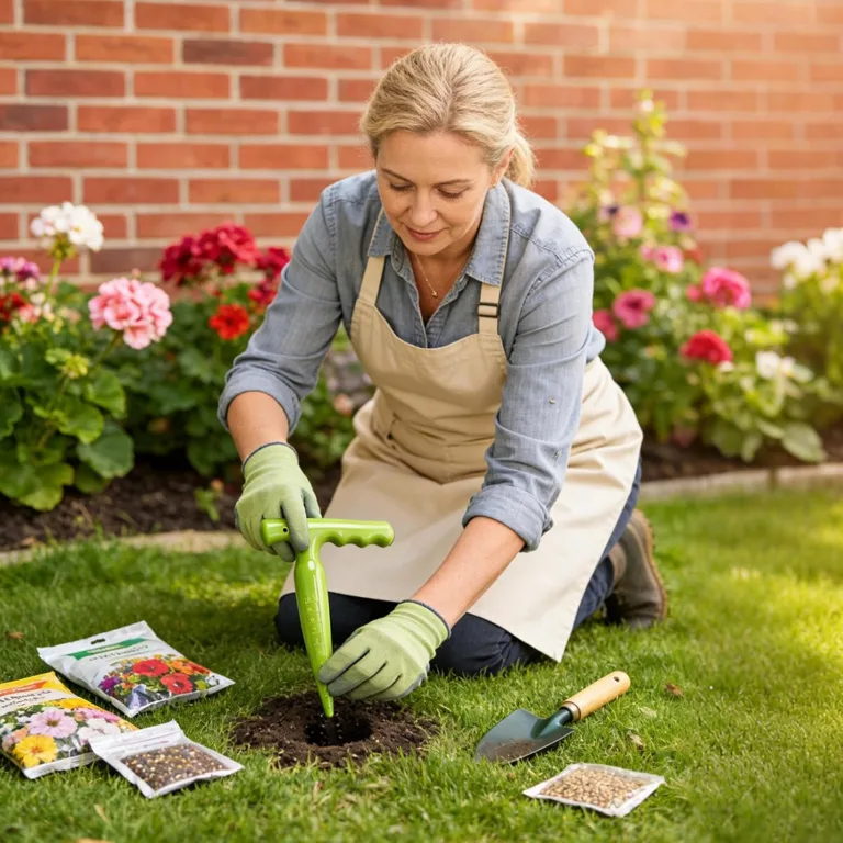 Dibber Gartenwerkzeug | Langstiel-Pflanzwerkzeug – Leichter Dibber-Gartenpflanze | Zum Umpflanzen von Gurken, Tomaten, Umtopfen, Blumenbeeten, Gewächshaus, Gärtnern und Frauen – Bild 3