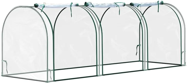 UV-beständig Winterfest Foliengewächshaus mit Aufrollbar Seitenwände ,Stahlrahmen Gewächshaus 270x90x90cm,Tomatenhaus für Gemüse Pflanzen Transparent – Bild 1