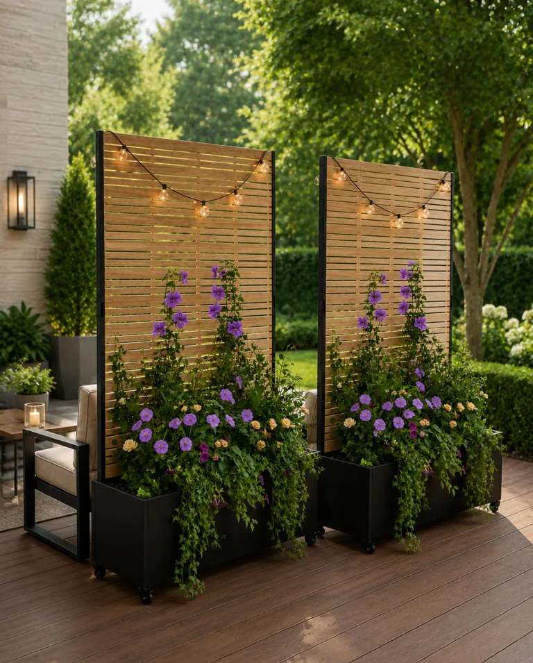 Hochbeet mit Sichtschutz, Metall Pflanzkasten mit Rankgitter und Rollen, freistehender Pflanzkübel 33cm tief, wetterfest für Blumen und Kletterpflanzen - Ideal für Garten, Balkon und Terrasse – Bild 9