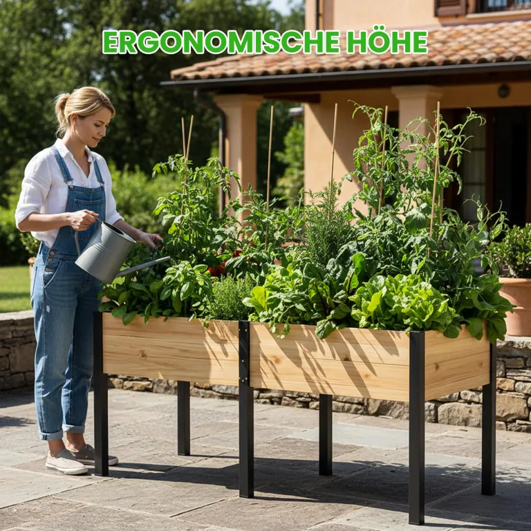 Hochbeet aus Holz - 180x60x80cm Großes Erhöhtes - Modern & Extrem Stabil Pflanzkasten & Blumenkasten - Pflanzbeet Kräuterbeet Blumenbeet für Garten Balkon Terrasse – Bild 3