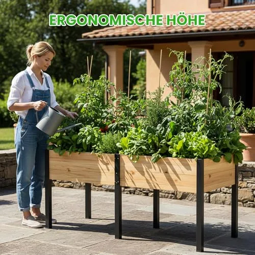 Hochbeet aus Holz - 180x60x80cm Großes Erhöhtes - Modern & Extrem Stabil Pflanzkasten & Blumenkasten - Pflanzbeet Kräuterbeet Blumenbeet für Garten Balkon Terrasse – Bild 10