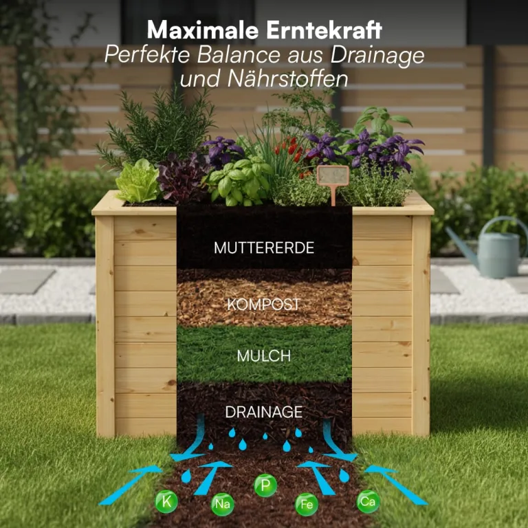 STEELSØN Theemin Hochbeet Natur – Pflanzenkübel 100x60x70 cm (LxBxH) – Kräuterbeet aus Lärchenholz – Gartenbeet mit UV-Schutzlackierung – Beet wetterfest – Pflanzenkasten für Garten – Kräuterbeet Holz – Bild 4
