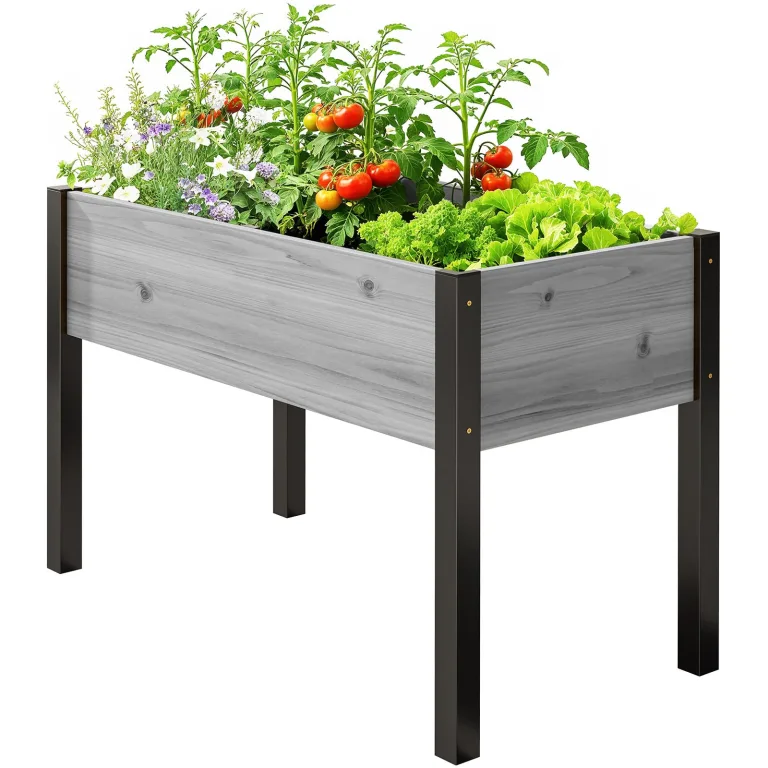 SUNYRISY Dual Hochbeet Holz für Balkon und Garten, 180x60x80cm Pflanzkasten Blumenkasten Kräuterbeet Tannenholz Pflanzbeet Blumenbeet Hochbeet-Kit für Garten Balkon Terrasse, Holzfarbe – Bild 9