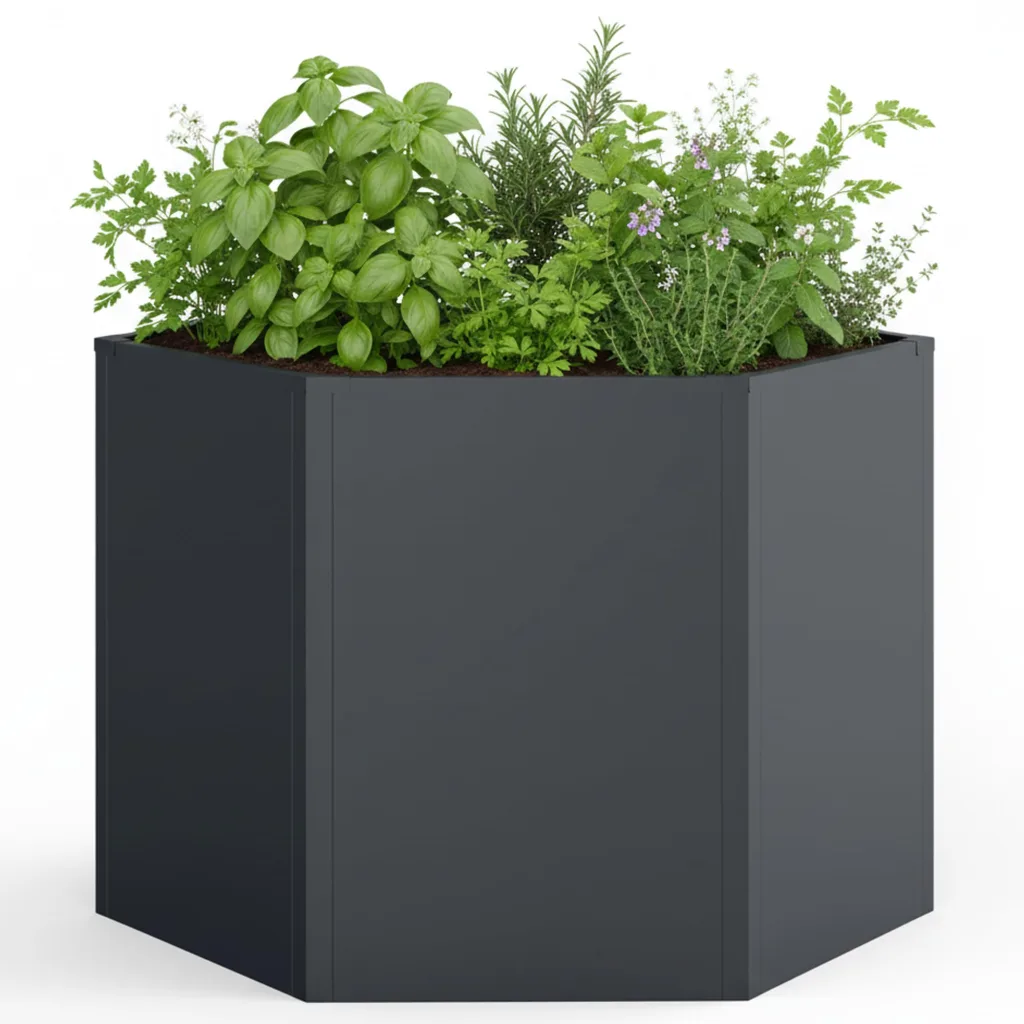 Hochbeet Hexagon Pflanzbeet | Kräuter- und Gemüsebeet Metall verzinkt | 500 Liter Volumen 99,5 x 99,5 x 77 cm (B x T x H) Anthrazit sechseckig
