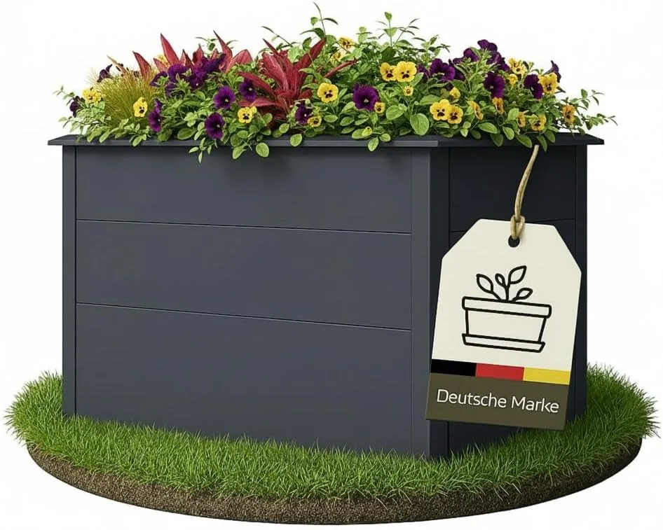 Hochbeet Metall Anthrazit 150x75x77cm - Premium Hochbeet aus pulverbeschichtetem Stahlblech für Garten & Balkon, Schneckenschutz, wetterfest, ideal für Kräuterbeet, Frühbeet & Blumenkasten