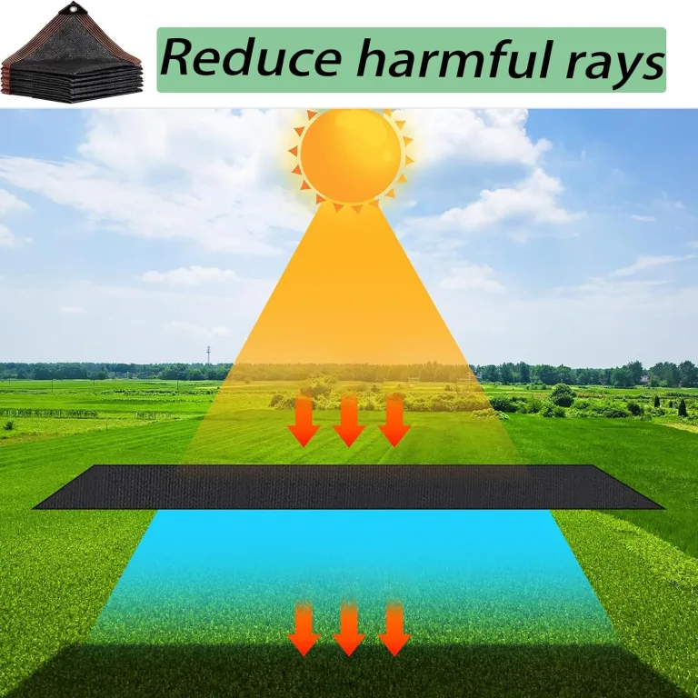 2,9 x 4,7 m schwarzes Sonnenschutznetz, 90 % UV-Block-Mesh-Plane für Pflanzen und Gewächshäuser, Terrassenabdeckung, Tomaten, Garten, Schattentuch, Kühlflächenschutz – Bild 5