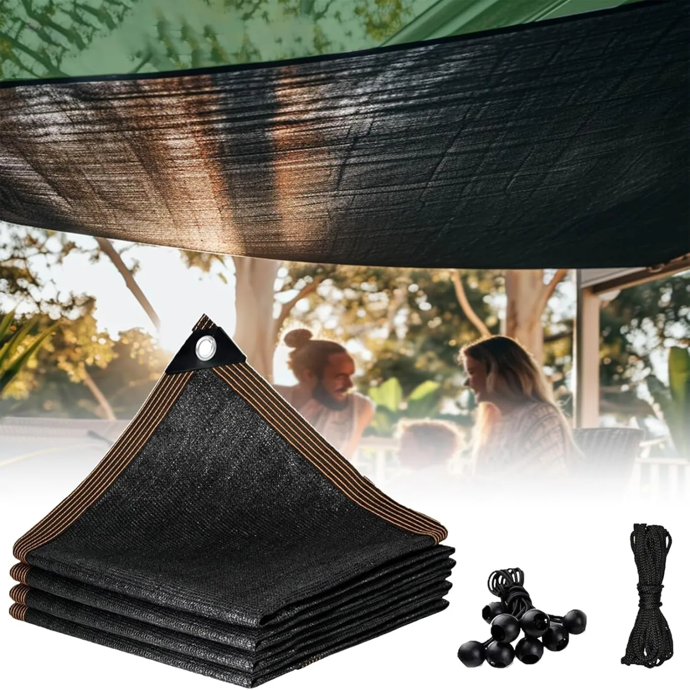 Gewächshaus-Schattenstoff für den Außenbereich, UV-Schutz, Netzplane für Pflanzen, strapazierfähig, schwarz, ideal für Gartenarbeit und Gewächshäuser, 4,9 x 5,5 m - Bild 1