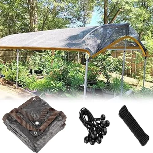Sonnenschutztuch, UV-beständig, für Gemüse, Gewächshaus, Hühnerstall, Zwinger, Tomaten, Outdoor, Baldachin, 6 x 6 m, Schwarz – Bild 8