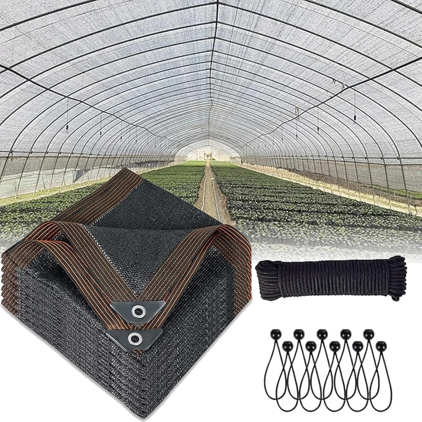 Schwarzes Schattentuch, 4,5 x 7,6 m, robuste Netzplane mit Ösen für Garten, Sonnenschutz, Außenwand, Hinterhof, Heimdekoration und Sichtschutz - Bild 1