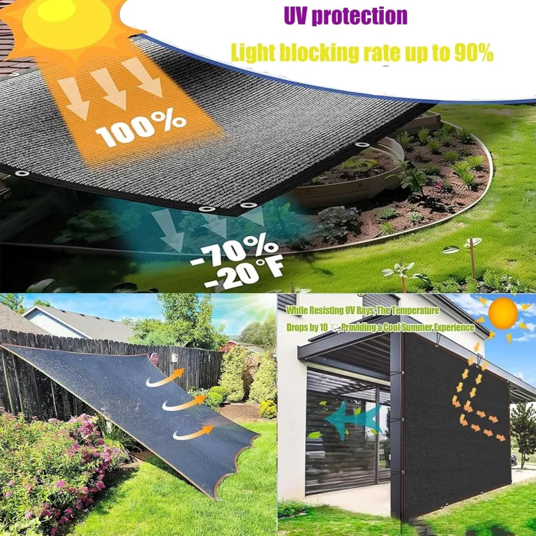 Strapazierfähiges, schwarzes Sonnenschutztuch, 2,4 x 7,6 m, reißfestes Netzgewebe für Veranda, Pool, Gewächshaus, Muldenkipper, vielseitige Plane mit Ösen für den Außenbereich – Bild 6