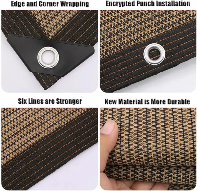 Sonnenschutztuch mit Ösen, 80 % UV-beständig, 15,7 x 3 m, 3 x 3 m, 6,8 x 6,8 m, ideal für Garten, Gewächshaus, Terrasse, Pergola, Zwinger und Tomaten, Sonnenschutzgewebe – Bild 4