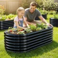 180x90x60 cm Hochbeet Metall - 6-in-1 Pflanzbeet Hochbeete für Garten aus Verzinktem Stahl - Wellblech oval Wetterfest & Rostfrei Gartenbeet für Garten Terrasse & Balkon - Thumbnail 8