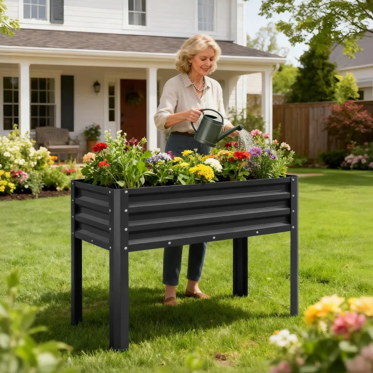 Hochbeet aus Metall, Verzinkter Stahl Rostfrei, 116x60x80 cm Hochbeet für Garten, Terrasse & Balkon, Pflanzkasten für Gemüse, Kräuter und Blumen, Langlebiges Pflanzbeet – Bild 8