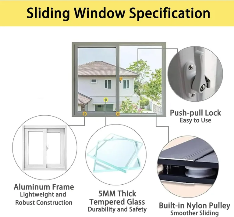 Horizontales Schiebefenster aus Aluminium mit Schloss, gehärtetes Glas, 93 x 35 cm, ideal für Hühnerställe, Gewächshäuser und Schuppen, weißes Finish – Bild 2