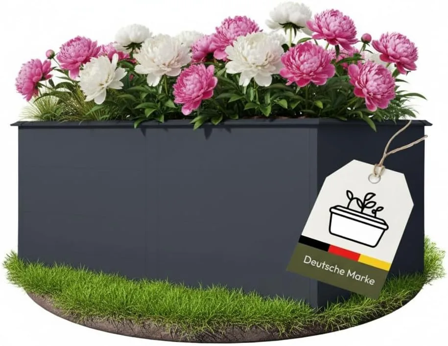 Hochbeet Metall Anthrazit - Premium Hochbeet aus pulverbeschichtetem Stahlblech für Garten, Schneckenschutz, wetterfest, ideal für Kräuterbeet, Frühbeet & Blumenkasten (XL: B200cm x T100cm x H77cm)