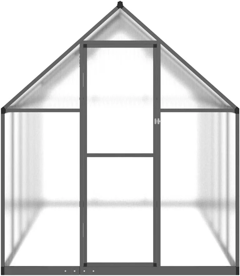 Hommdiy Gewächshaus mit Fundamentrahmen Anthrazit 224x169x202 cm Alu Pflanzenhaus mit Dachrinnensystem Flügeltür Treibhaus für Pflanzen – Bild 4
