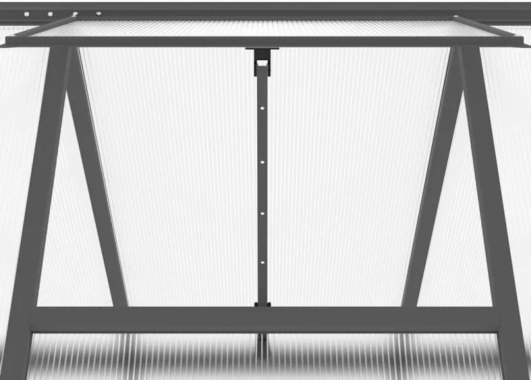 Hommdiy Gewächshaus mit Fundamentrahmen Anthrazit 224x169x202 cm Alu Pflanzenhaus mit Dachrinnensystem Flügeltür Treibhaus für Pflanzen – Bild 8