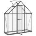 Hommdiy Gewächshaus mit Fundamentrahmen Anthrazit 169x114x202 cm Alu Pflanzenhaus mit Dachrinnensystem Flügeltür Treibhaus für Pflanzen Frühbeet - Thumbnail 4