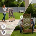 Rankgitter Pflanzkasten mit Rollen, Holz Hochbeet mit Spalier, wetterbeständiger Pflanzenkübel mit Drainagelöchern, mobiler Blumenkasten für Garten, Balkon & Terrasse, 49x28x116cm-Hellbraun - Thumbnail 5